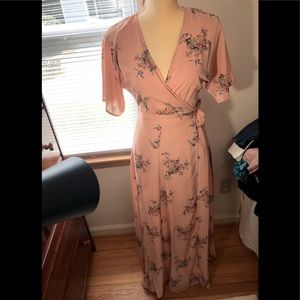 Promesa Pink Floral Wrap Dress